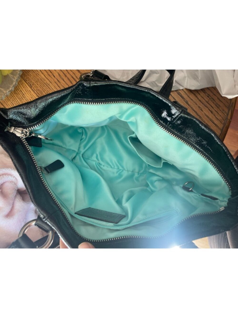 Coach Poppy Liquid Gloss Tote Black Patent Leather Shoulder Bag 13835 Y2K - Picture 12 of 14